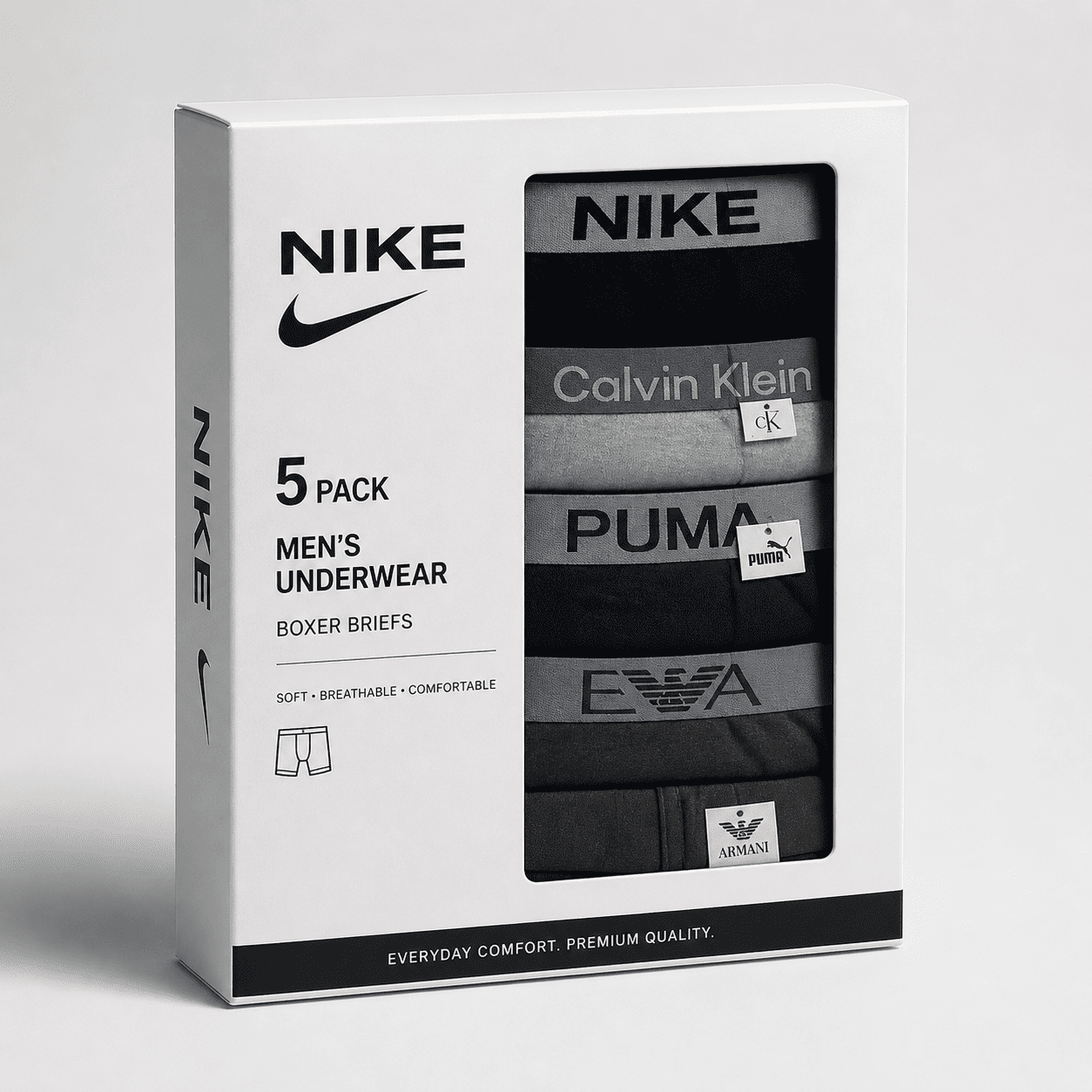 Nike 4 Pack Trunks – Comfortable Everyday Innerwear (Black, Light Grey, Navy Blue)