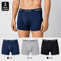 Calvin Klein 3 Pack Trunks – Comfortable Everyday Innerwear (Navy, Grey, Black)