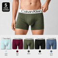 Calvin Klein 5 Pack Trunks – Comfortable Everyday Innerwear (Light Aqua, Wine Red, Green)