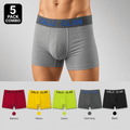 CALU CLAN 5 Pack Boxer Briefs – Comfortable Everyday Innerwear (Maroon, Yellow, Green)