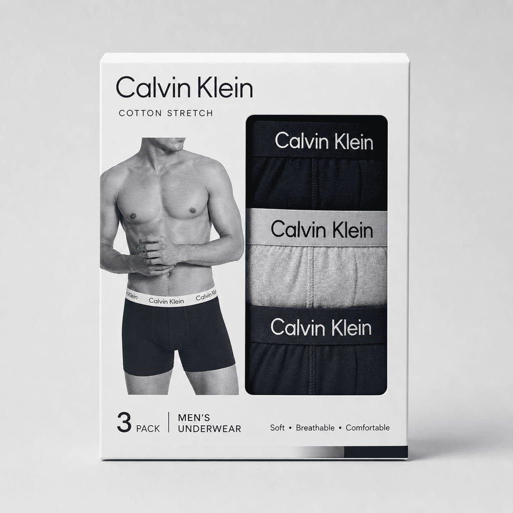 Calvin Klein 3 Pack Trunks – Comfortable Everyday Innerwear (Navy, Grey, Black)