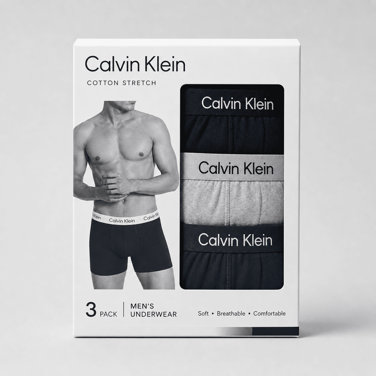 Calvin Klein 3 Pack Trunks – Comfortable Everyday Innerwear (Navy, Grey, Black)