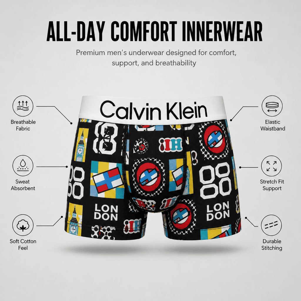 Calvin Klein 5 Pack Trunks – Comfortable Everyday Innerwear (Floral Black, Navy Star, Check Red)