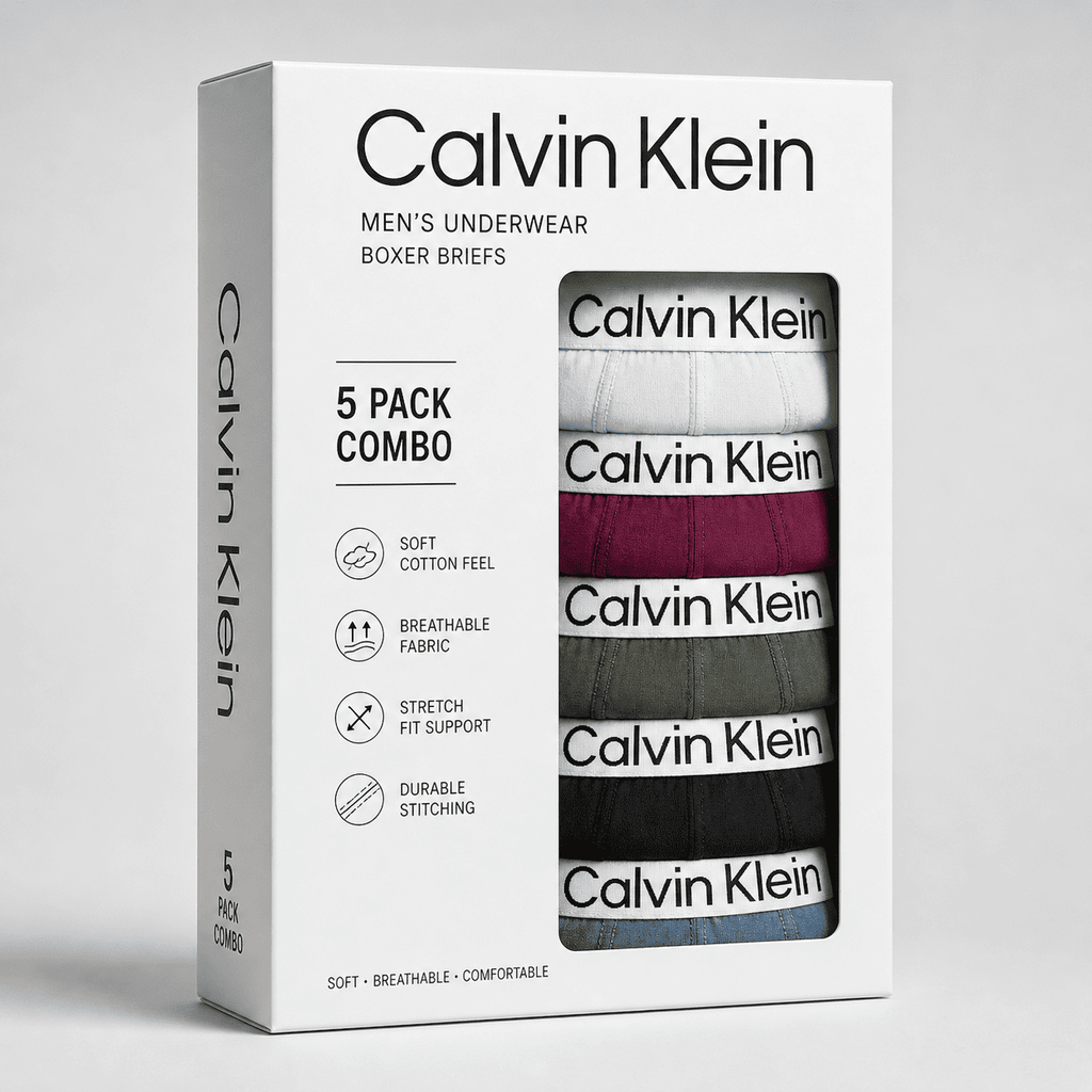 Calvin Klein 5 Pack Trunks – Comfortable Everyday Innerwear (Light Aqua, Wine Red, Green)