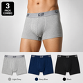 GAP 3 Pack Boxer Briefs Combo – Everyday Comfort & Style (Grey, Navy Blue, Black)