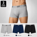 GAP 3 Pack Trunks – Comfortable Everyday Innerwear (Light Grey, Navy Blue, Black)