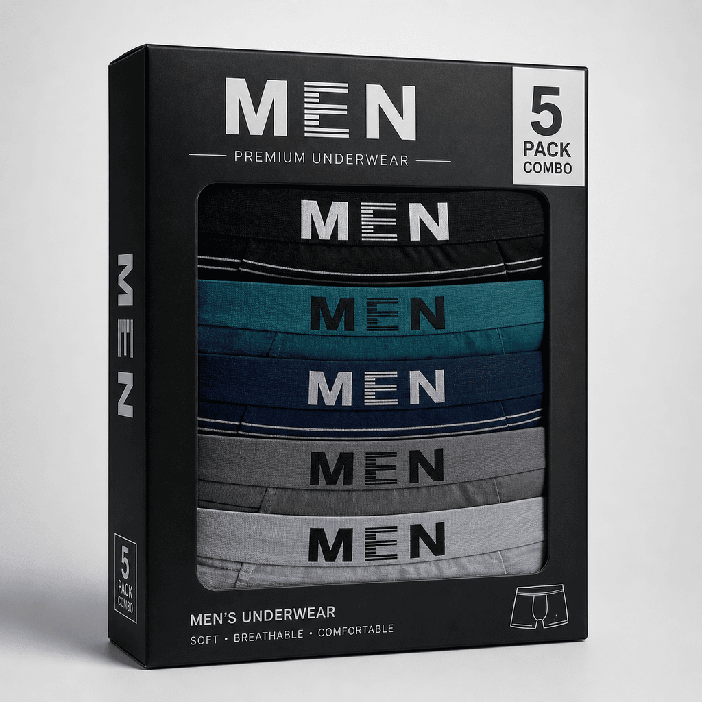 MEN 5 Pack Trunks – Comfortable Everyday Innerwear (Black, Green, Navy Blue)