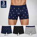 Ralph Lauren 3 Pack Boxer Briefs Combo – Everyday Comfort & Style (Navy Blue, Black, Grey)