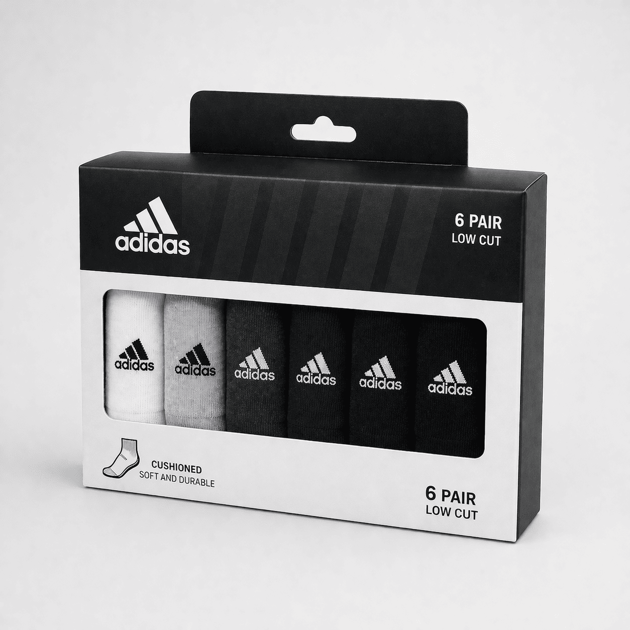 Adidas 5 Pair Low Cut Ankle Socks Combo – Cotton Comfort No Show Socks (White, Grey, Navy, Black)