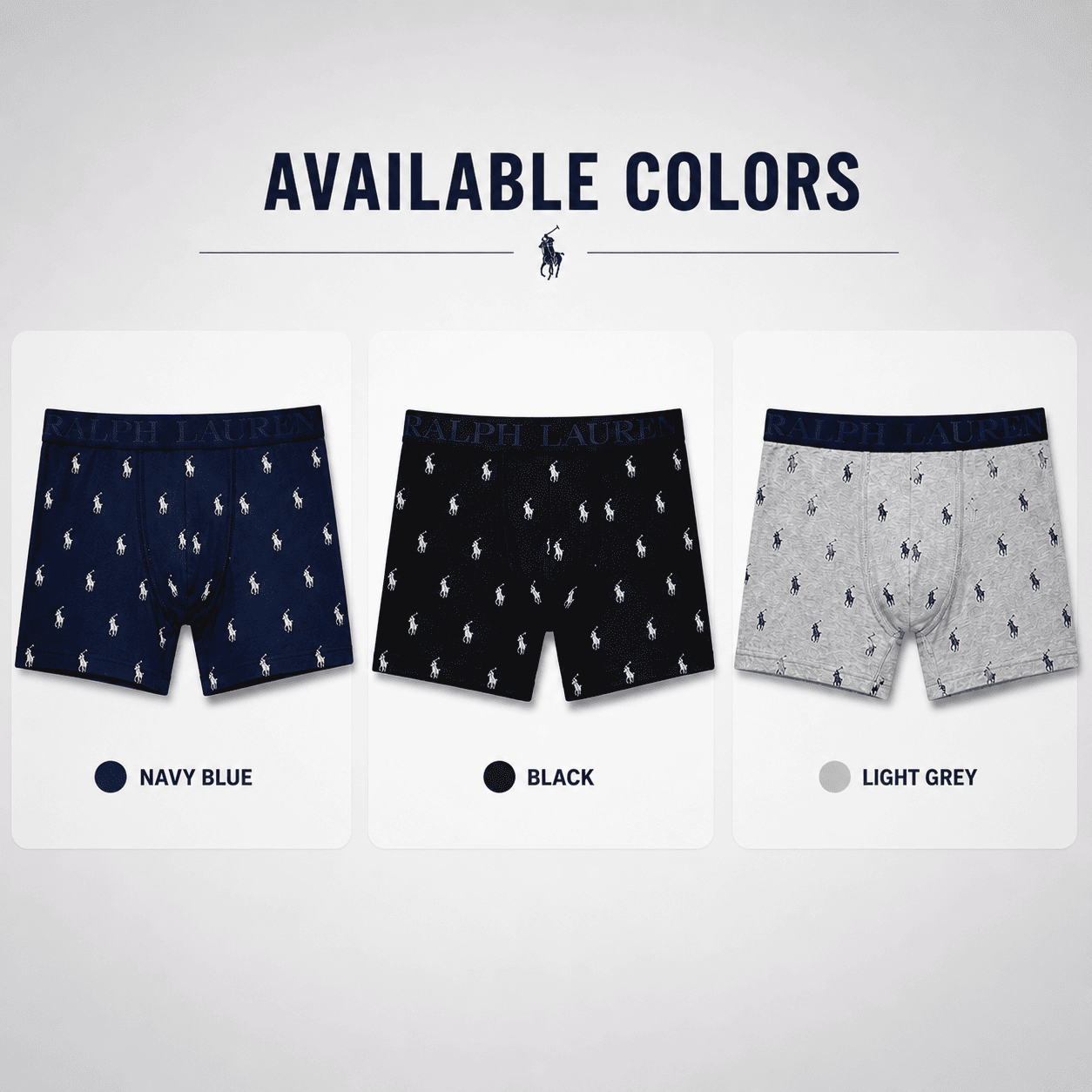 Ralph Lauren 3 Pack Trunks – Comfortable Everyday Innerwear (Navy Blue, Black, Light Grey)