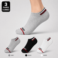3 Pair Ankle Socks – Everyday Comfort (Grey, Black, White)