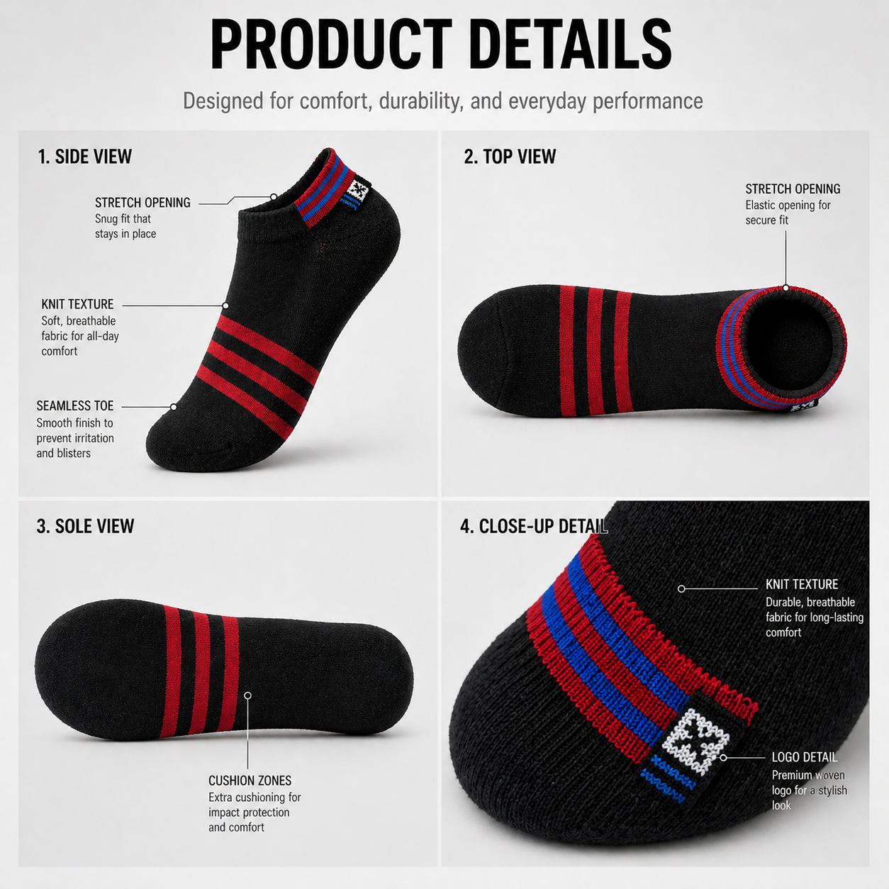 Calvin Klein + US Polo 6 Pairs Ankle Socks Combo – Everyday Comfort & Style (Black, Grey, White)