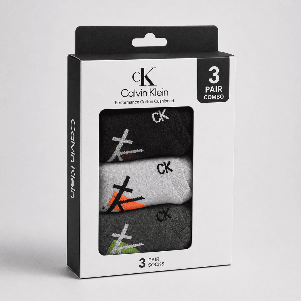 Calvin Klein 3 Pair Ankle Socks – Everyday Comfort (Light Grey, Dark Grey, Black)
