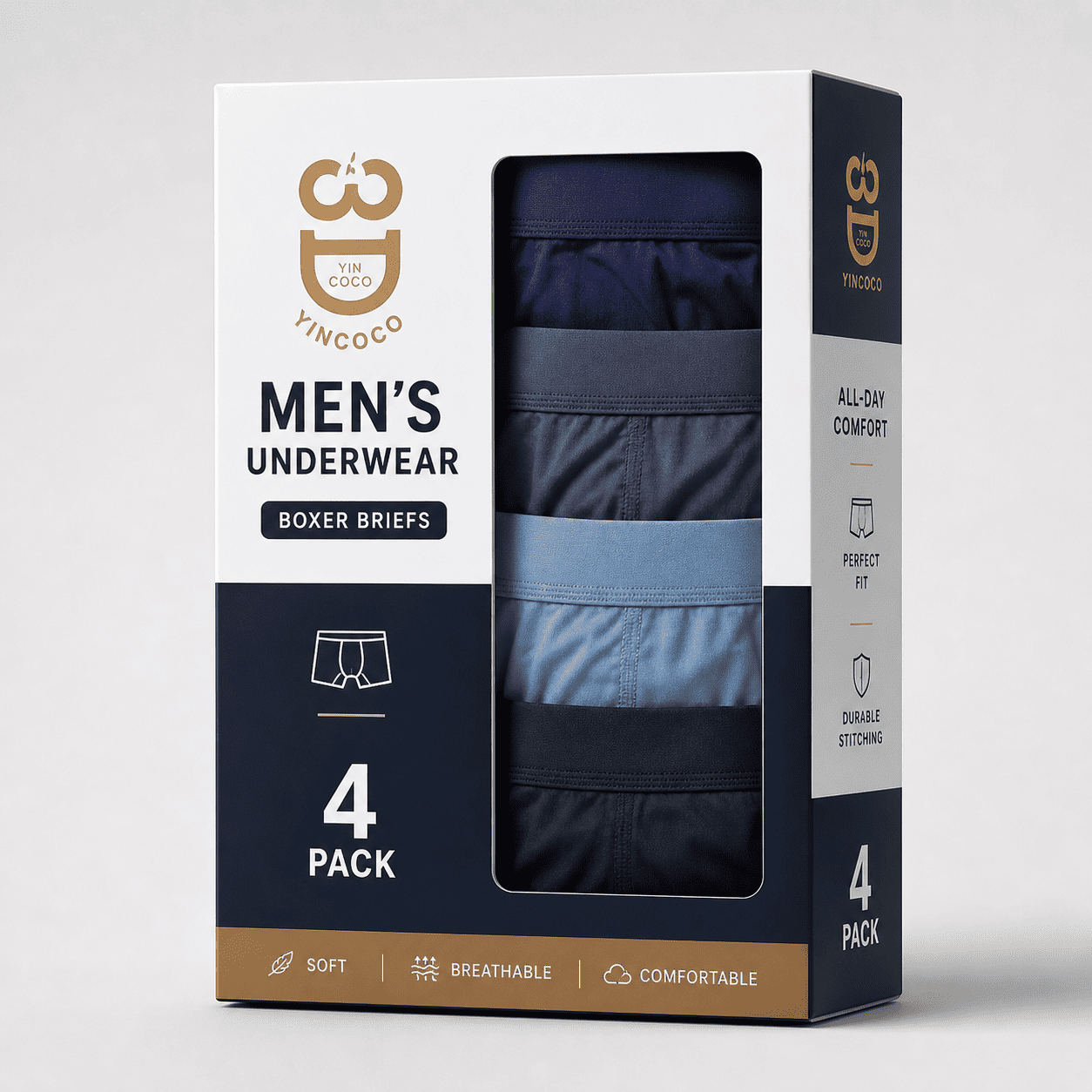 4 Pack Trunks – Comfortable Everyday Innerwear (Navy Blue, Charcoal Grey, Steel Blue)