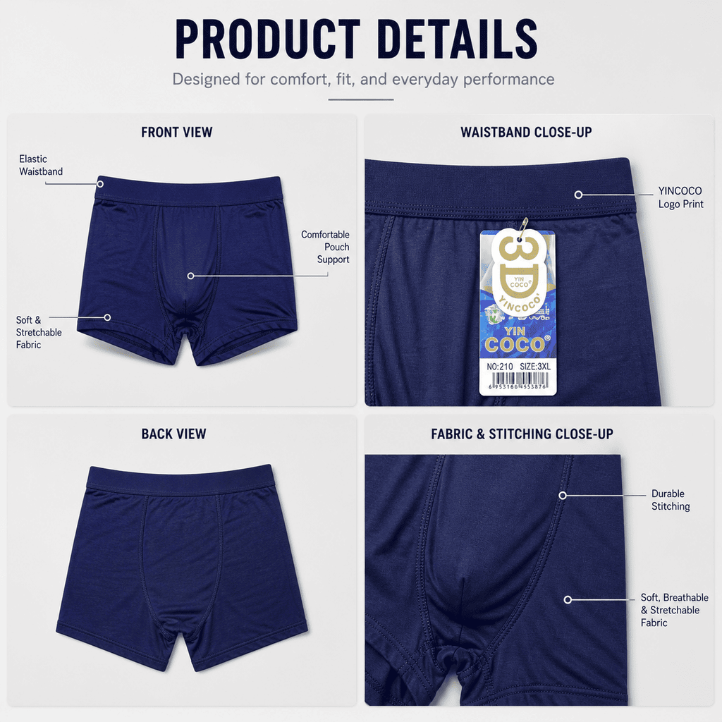 4 Pack Trunks – Comfortable Everyday Innerwear (Navy Blue, Charcoal Grey, Steel Blue)