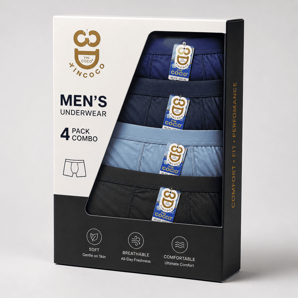 4 Pack Trunks – Comfortable Everyday Innerwear (Navy Blue, Dark Blue, Light Blue)