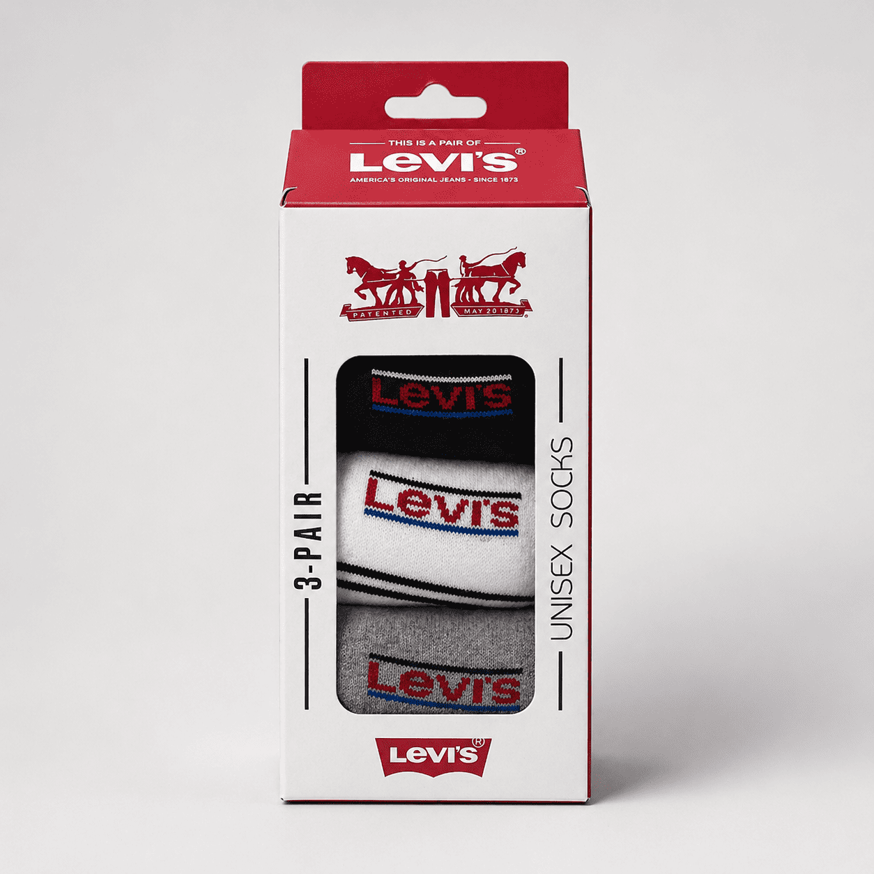 Levi's 3 Pair Ankle Socks – Everyday Comfort (White, Grey, Black)
