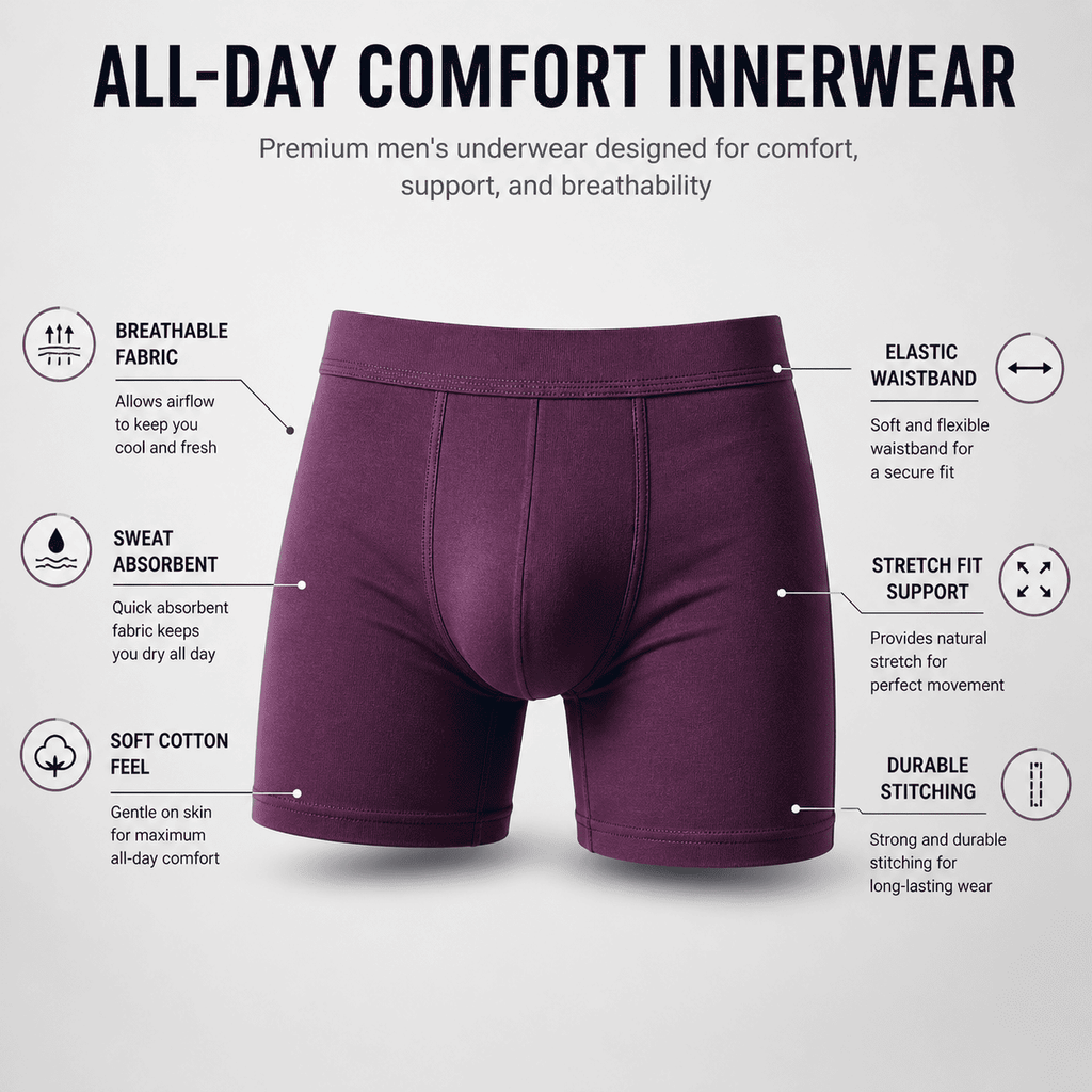 4 Pack Trunks – Comfortable Everyday Innerwear (Black, Dark Grey, Light Blue)