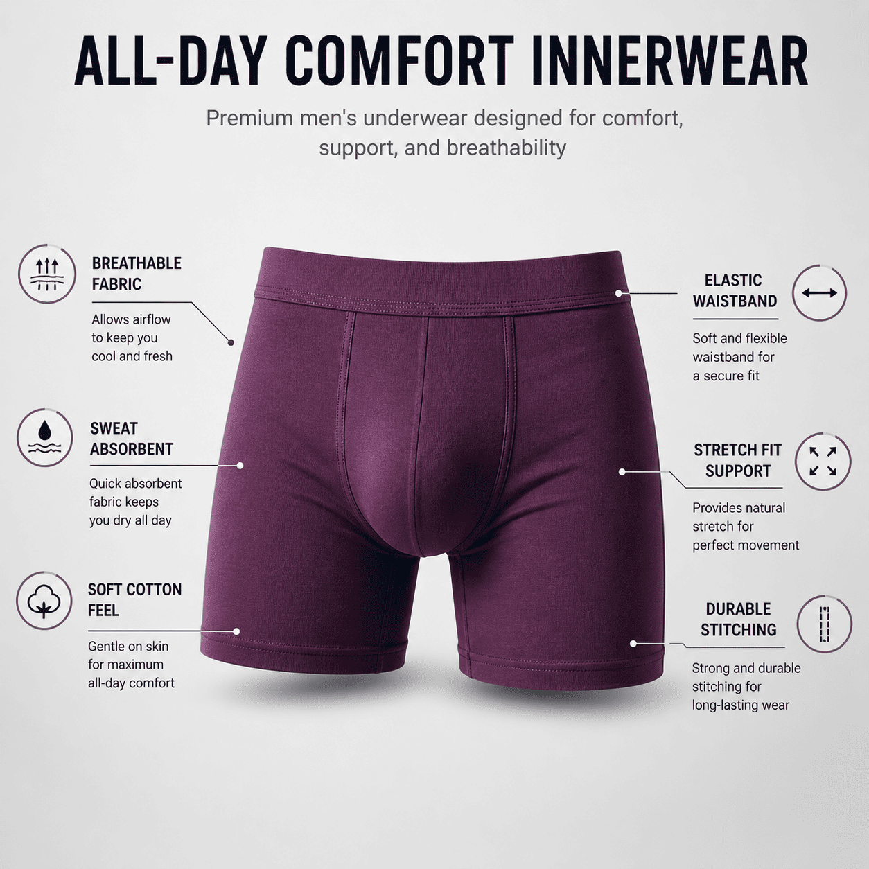 4 Pack Trunks – Comfortable Everyday Innerwear (Black, Dark Grey, Light Blue)
