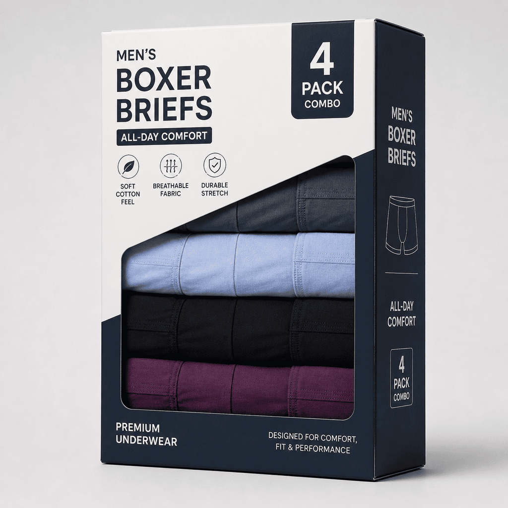 4 Pack Trunks – Comfortable Everyday Innerwear (Black, Dark Grey, Light Blue)