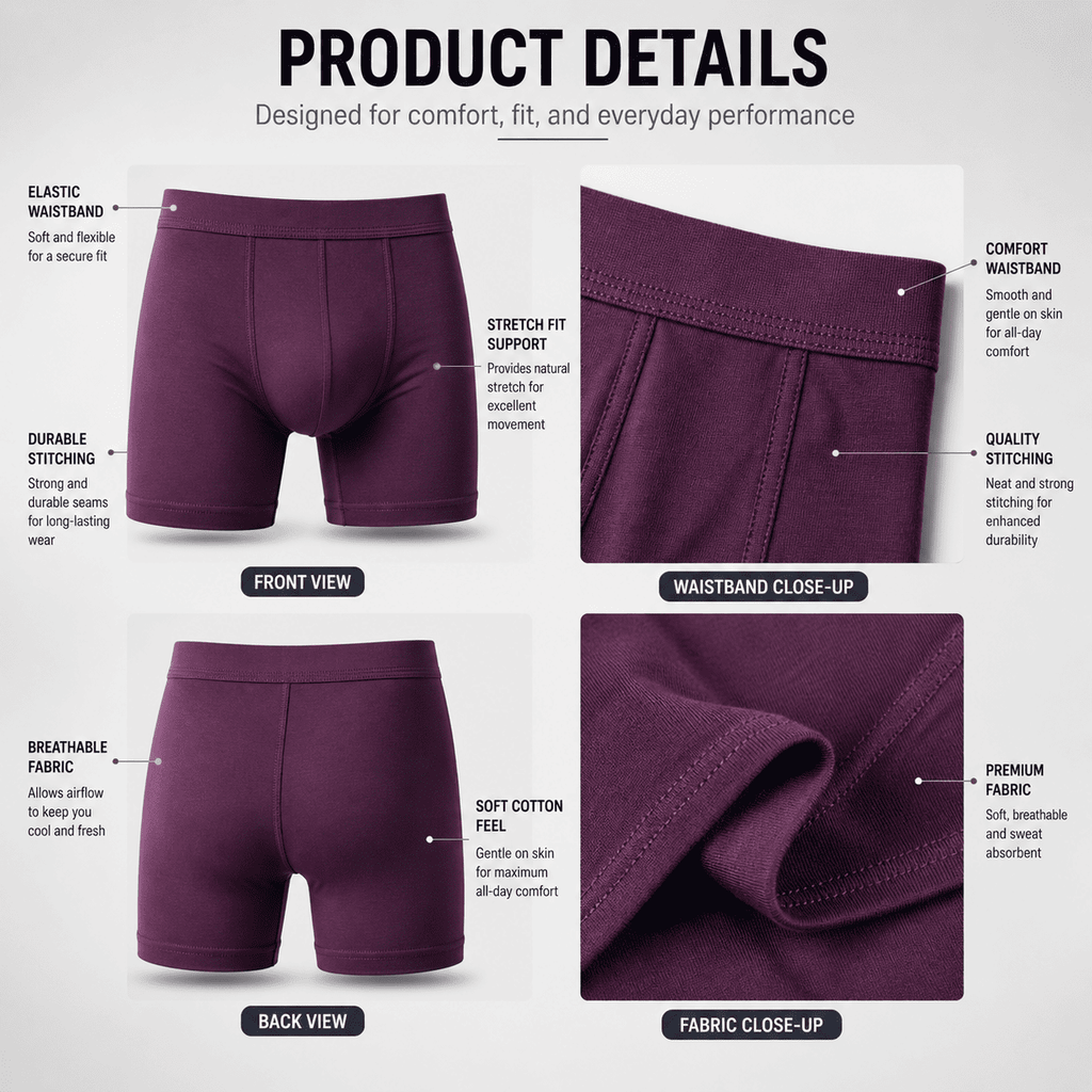 4 Pack Trunks – Comfortable Everyday Innerwear (Black, Dark Grey, Light Blue)