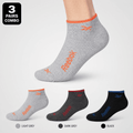 Reebok 3 Pair Ankle Socks – Everyday Comfort (Light Grey, Dark Grey, Black)